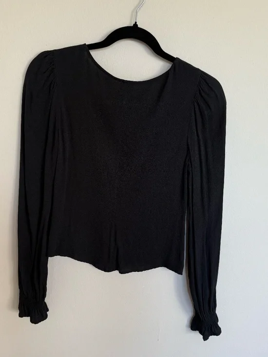 Aritzia Spellbound Black Blouse | Bell Sleeves | Vneck | Size S - Picture 3 of 7